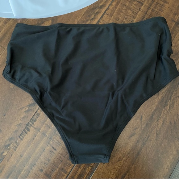 2 Piece New Swimsuit High Waist Bottoms/Ruffle Top Black White Bikini S - Picture 12 of 13